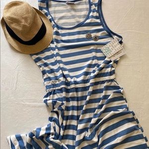 LuLaRoe Summer Dress Size 2XL White/Blue Stripes